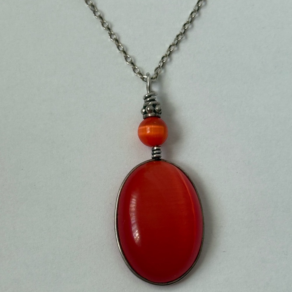 925 Silver necklace red stones - Picture 7 of 7